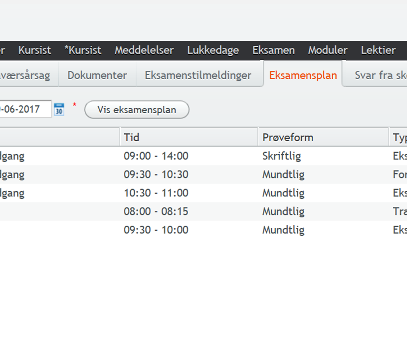 Findvejtil Eksamensplan